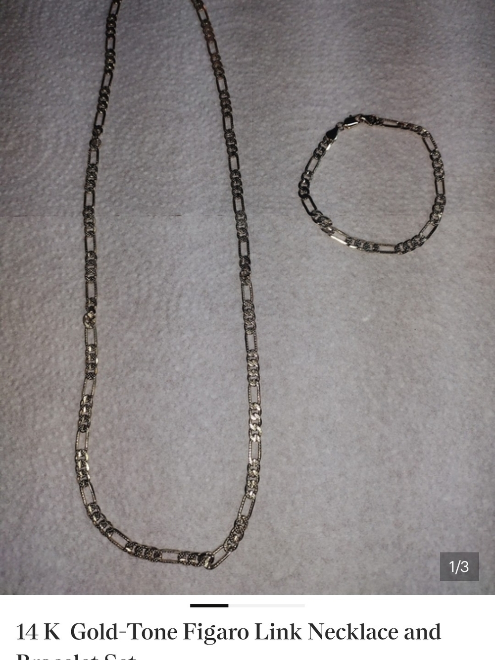 Gold-Tone Figaro Link Necklace and Bracelet Set - Gold